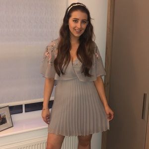 ASOS grey floral pleated dress